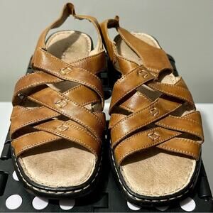 Strictly Comfort Elegant Brown Leather Sandals Size 8M